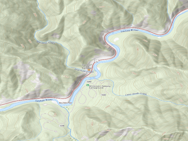 USGS topographic map of USFS dispersed camp — ID #216