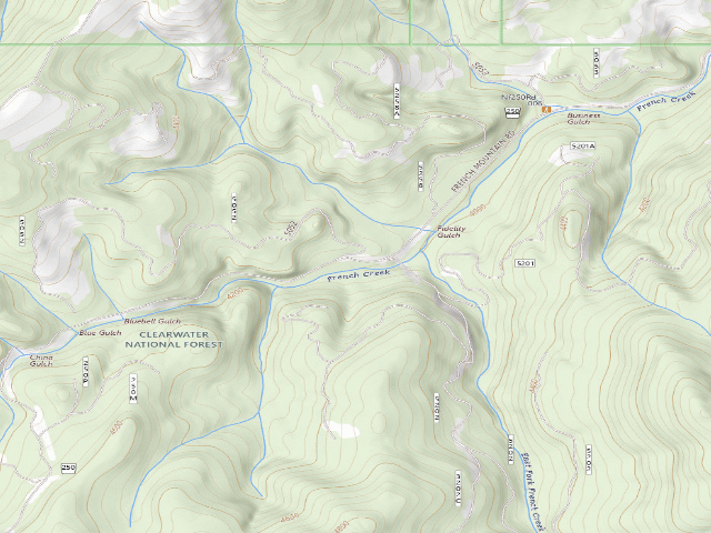 USGS topographic map of USFS dispersed camp — ID #217
