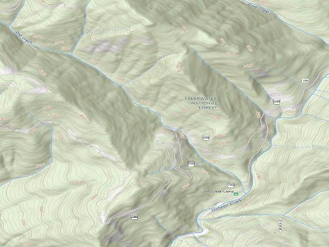 USGS topographic map of USFS dispersed camp — ID #225
