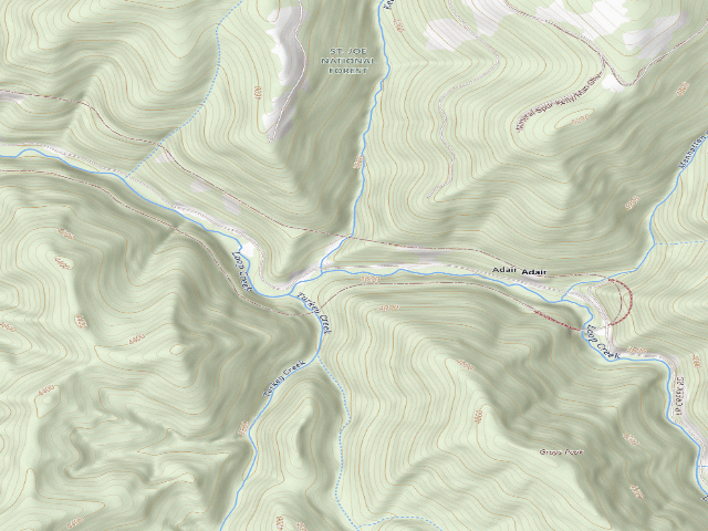 USGS topographic map of USFS dispersed camp — ID #227