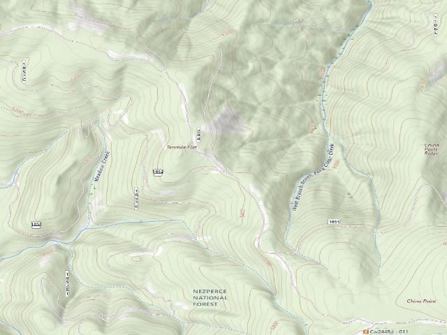 USGS topographic map of USFS dispersed camp — ID #254