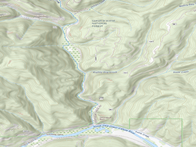 USGS topographic map of USFS dispersed camp — ID #336