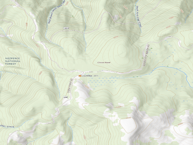 USGS topographic map of USFS dispersed camp — ID #348
