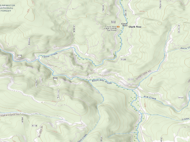 USGS topographic map of USFS dispersed camp — ID #381