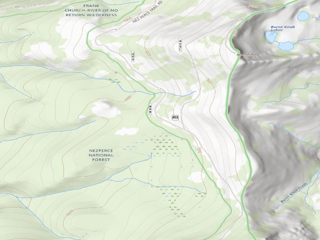 USGS topographic map of USFS dispersed camp — ID #427