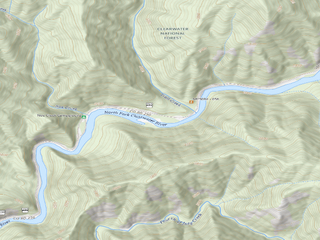 USGS topographic map of USFS dispersed camp — ID #458