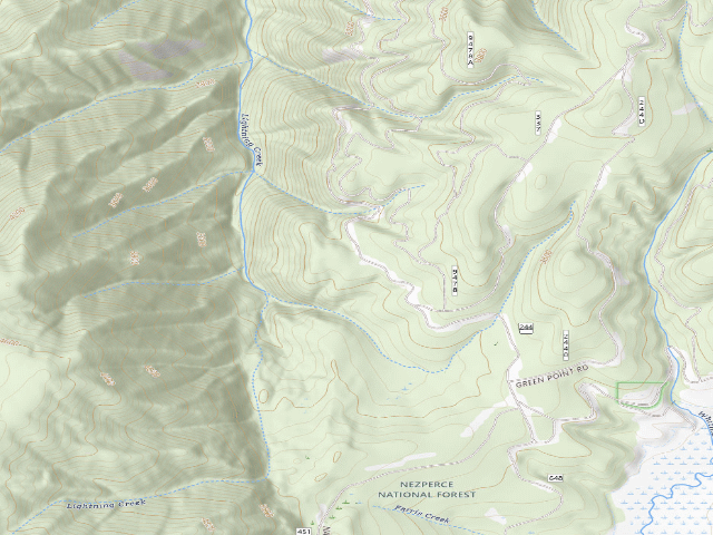 USGS topographic map of USFS dispersed camp — ID #525