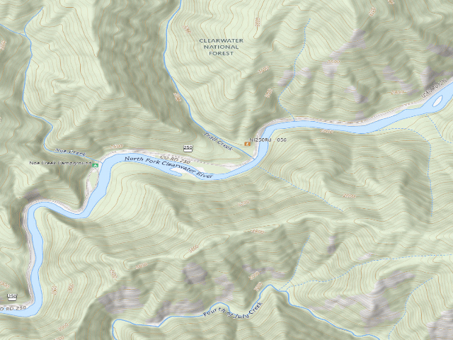 USGS topographic map of USFS dispersed camp — ID #53