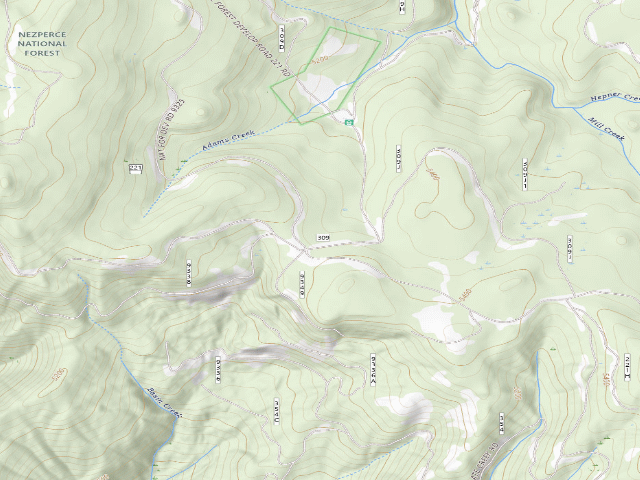 USGS topographic map of USFS dispersed camp — ID #543