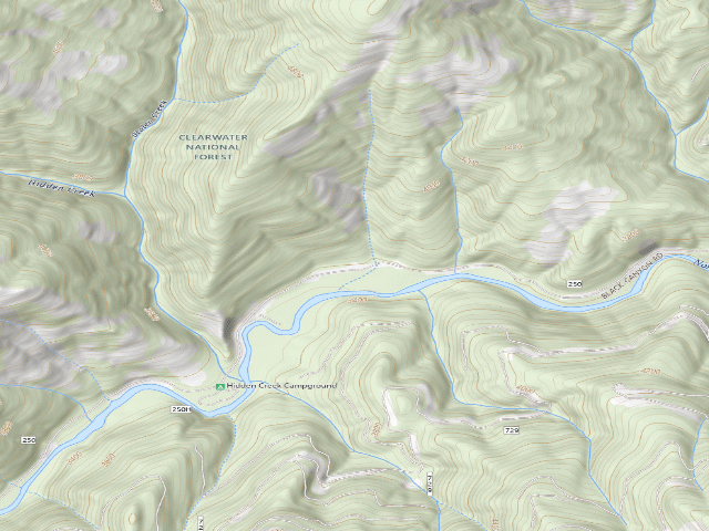 USGS topographic map of USFS dispersed camp — ID #565