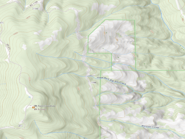 USGS topographic map of USFS dispersed camp — ID #575