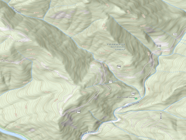 USGS topographic map of USFS dispersed camp — ID #607