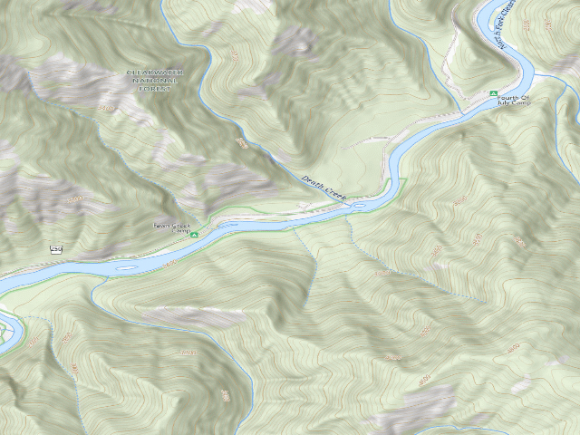 USGS topographic map of USFS dispersed camp — ID #638