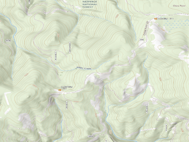 USGS topographic map of USFS dispersed camp — ID #660