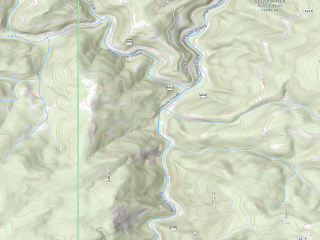 USGS topographic map of USFS dispersed camp — ID #687