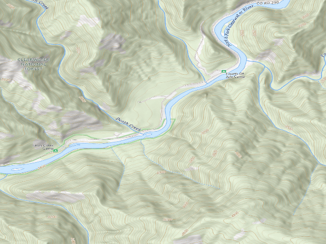 USGS topographic map of USFS dispersed camp — ID #764