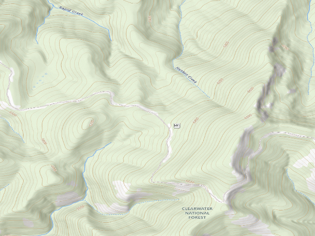 USGS topographic map of USFS dispersed camp — ID #829