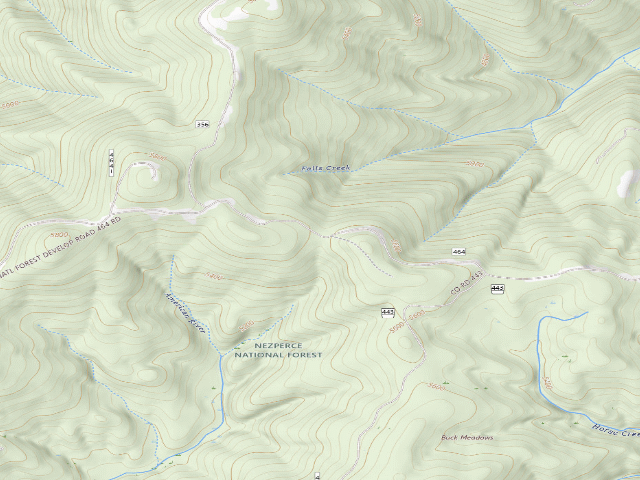 USGS topographic map of USFS dispersed camp — ID