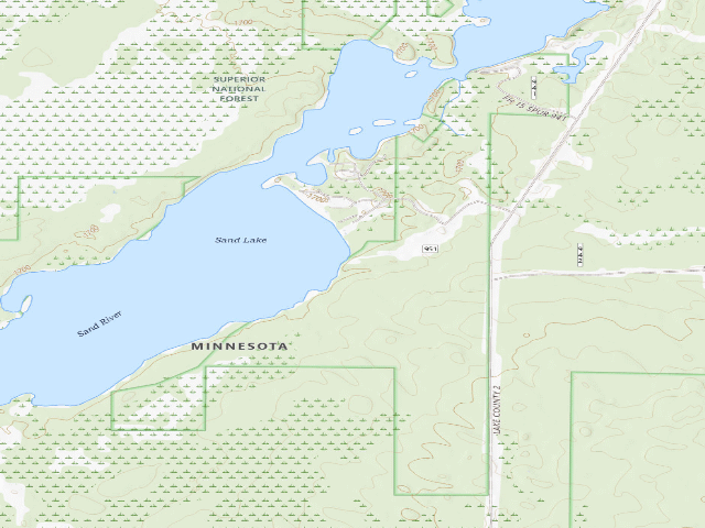 USGS topographic map of USFS dispersed camp — Lake County, MN