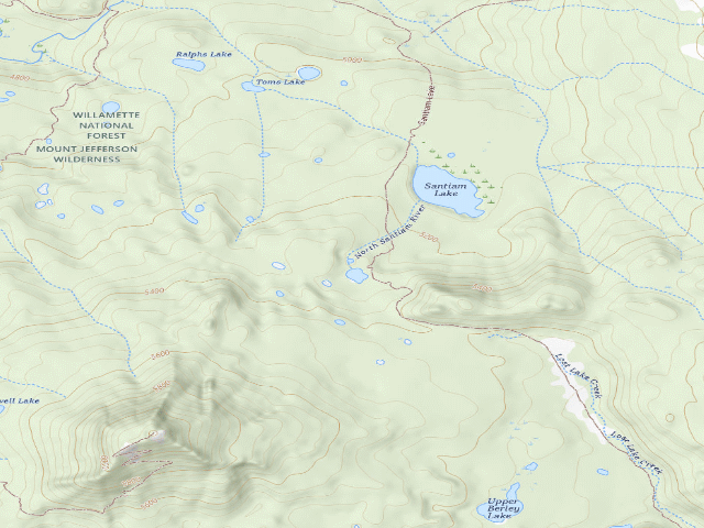 USGS topographic map of USFS dispersed camp — Linn County, OR