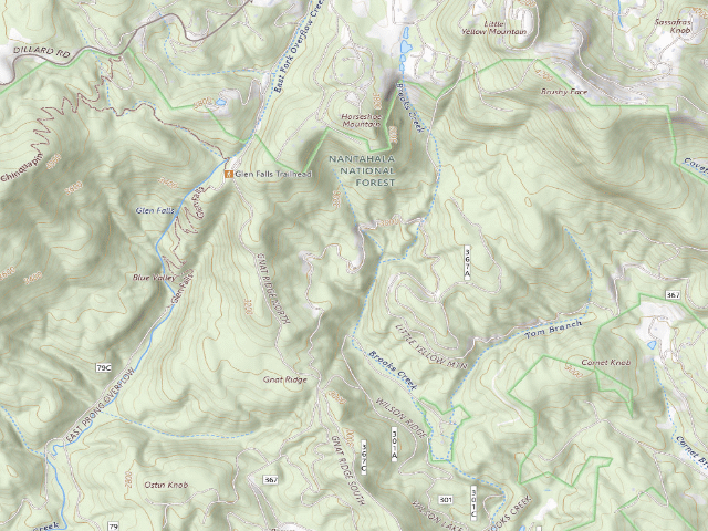 USGS topographic map of USFS dispersed camp — Macon County, NC