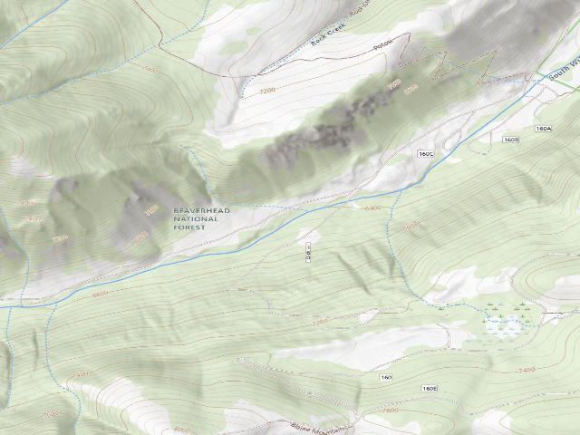 USGS topographic map of USFS dispersed camp — Madison County, MT