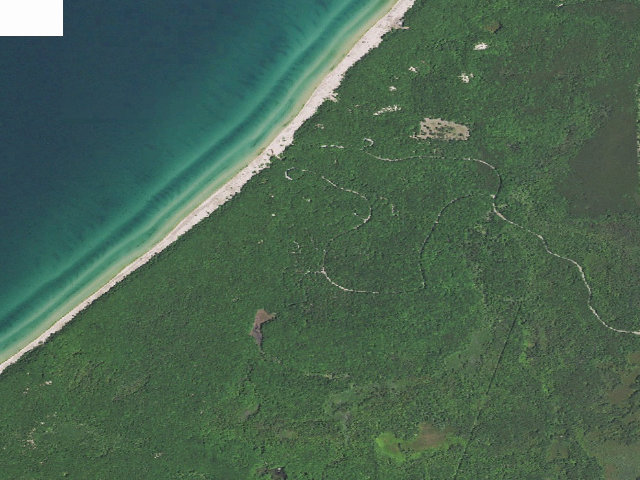 Aerial image of USFS dispersed camp — Mason County, MI