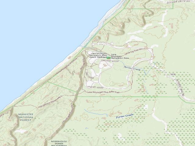USGS topographic map of USFS dispersed camp — Mason County, MI