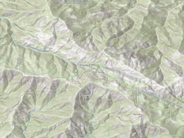 USGS topographic map of USFS dispersed camp — Monterey County, CA