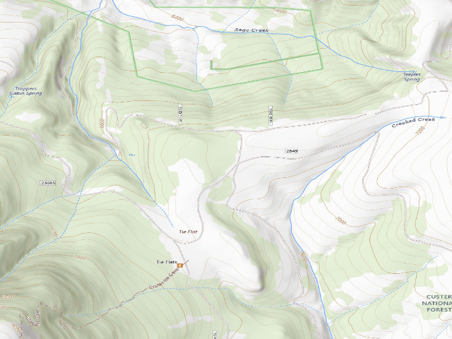 USGS topographic map of USFS dispersed camp — MT #103