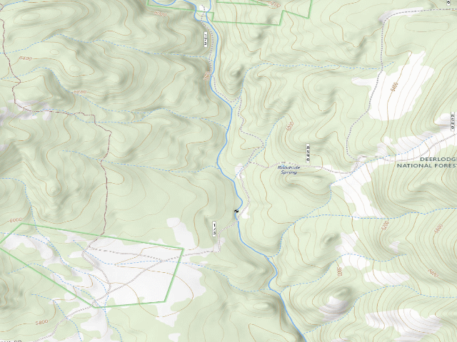 USGS topographic map of USFS dispersed camp — MT #106