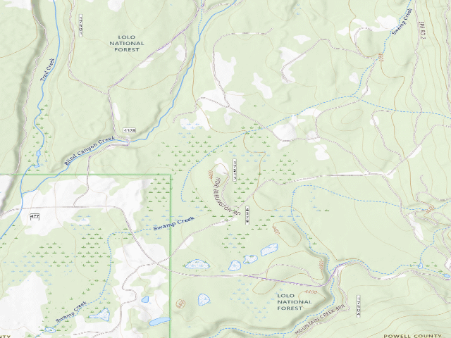 USGS topographic map of USFS dispersed camp — MT #109