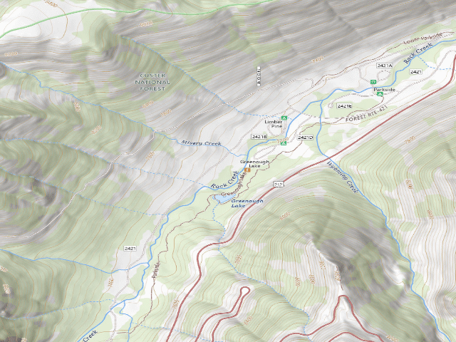USGS topographic map of USFS dispersed camp — MT #151