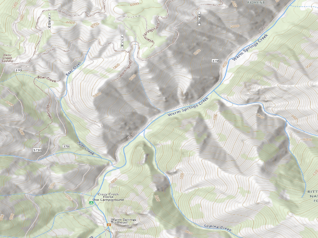 USGS topographic map of USFS dispersed camp — MT #158