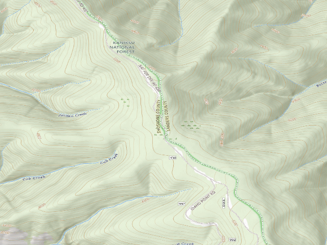 USGS topographic map of USFS dispersed camp — MT #163