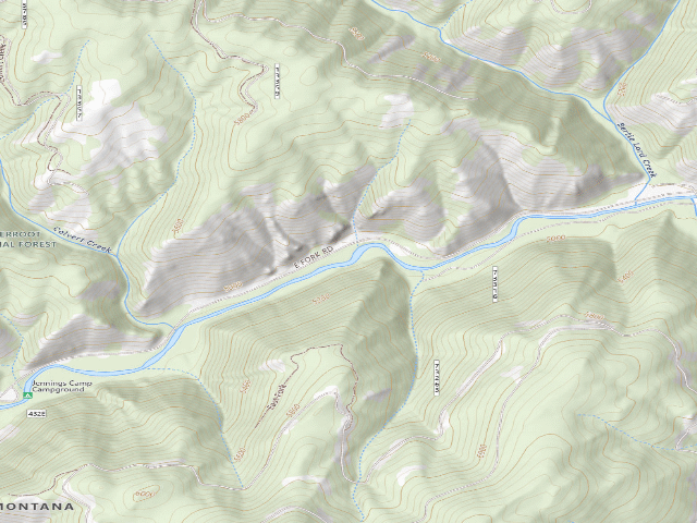 USGS topographic map of USFS dispersed camp — MT #169