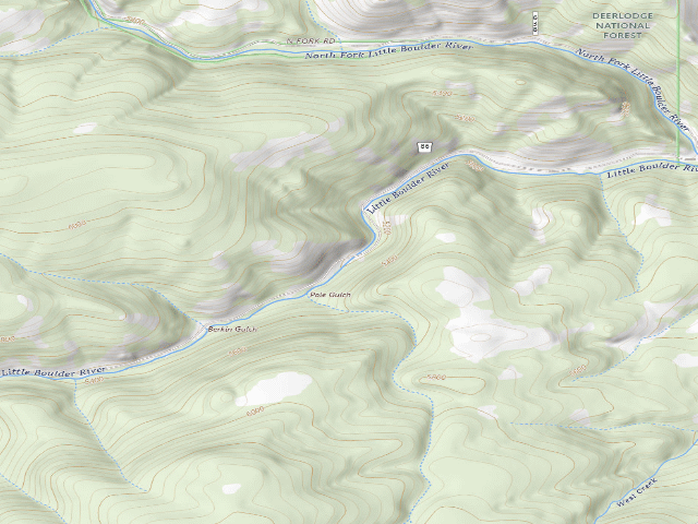 USGS topographic map of USFS dispersed camp — MT #177