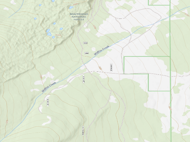USGS topographic map of USFS dispersed camp — MT #197