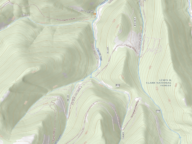USGS topographic map of USFS dispersed camp — MT #201