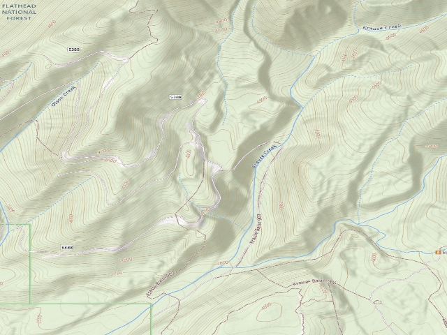 USGS topographic map of USFS dispersed camp — MT #202