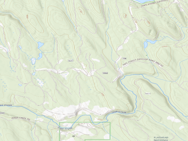 USGS topographic map of USFS dispersed camp — MT #203