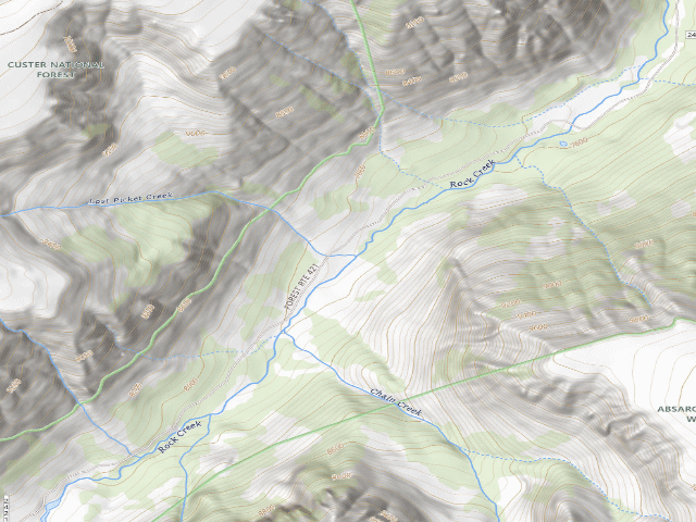 USGS topographic map of USFS dispersed camp — MT #209