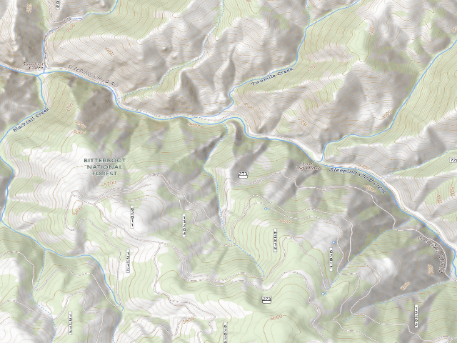 USGS topographic map of USFS dispersed camp — MT #214