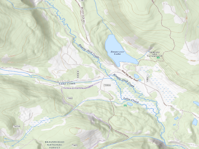 USGS topographic map of USFS dispersed camp — MT #227