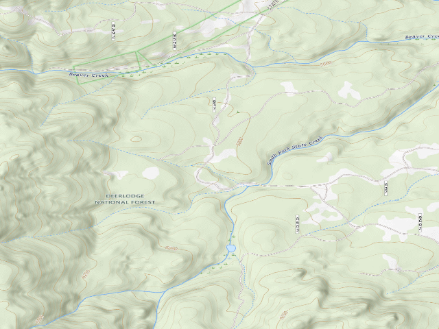 USGS topographic map of USFS dispersed camp — MT #230