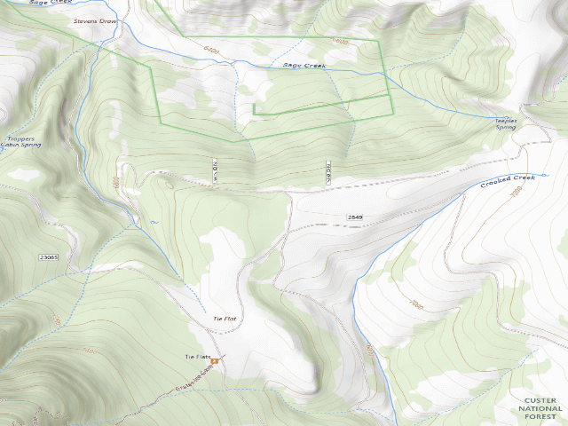 USGS topographic map of USFS dispersed camp — MT #249