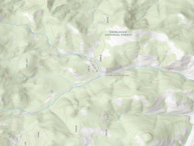 USGS topographic map of USFS dispersed camp — MT #250
