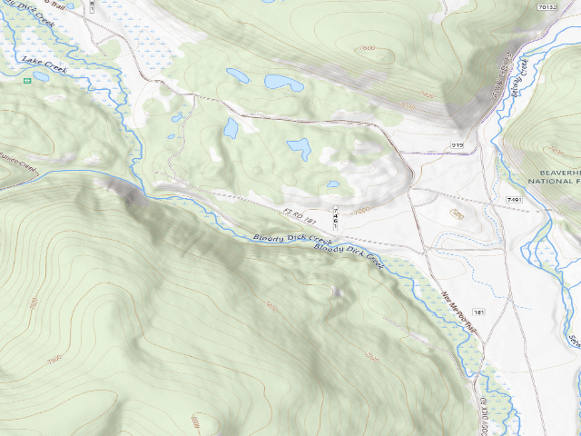 USGS topographic map of USFS dispersed camp — MT #282