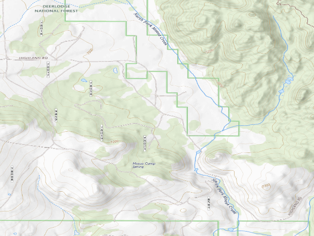 USGS topographic map of USFS dispersed camp — MT #315