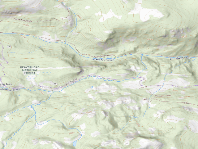 USGS topographic map of USFS dispersed camp — MT #327